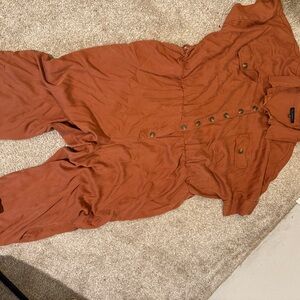Eloquii Rust plus size Button-Up Jumpsuit 28W